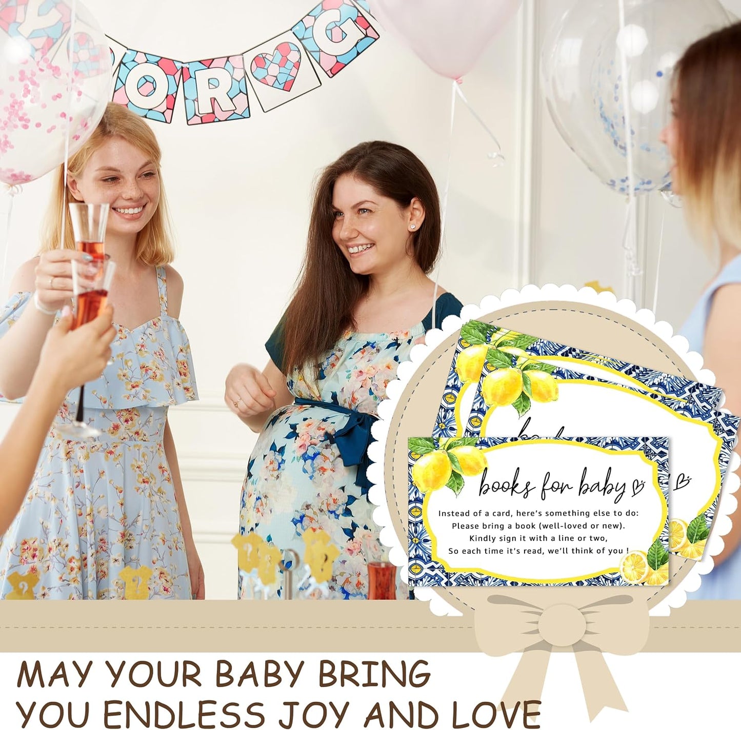 Books for Baby Cards, Book Instead of Card Request Gift, 50 Pack Lemon Minimalist Baby Shower Game Cards for Girl or Boy Baby Shower Birthday Gender Reveal Party Supplies 3.5 X 2 Inches - A44