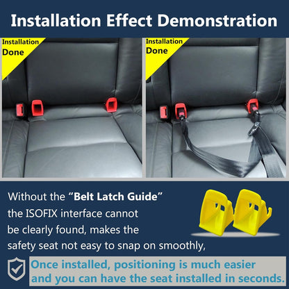 ISOFIX Interface Belt Latch Guide, 2 Pcs Car Seat ISOFIX Interface Buckle Fixed Guide Groove Car Seat Bracket Connector, Yellow