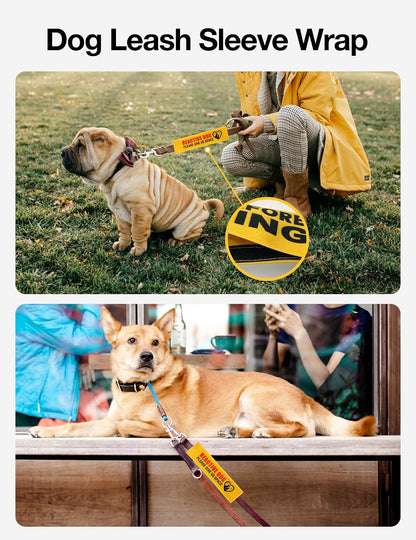 Funny Give Me Space Not Friendly Dog Leash Sleeve, Do Not Pet Wrap with ID Patch Tag, Reactive Dog Leash Sign Accessory for Dogs Owners