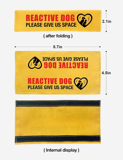 Funny Give Me Space Not Friendly Dog Leash Sleeve, Do Not Pet Wrap with ID Patch Tag, Reactive Dog Leash Sign Accessory for Dogs Owners