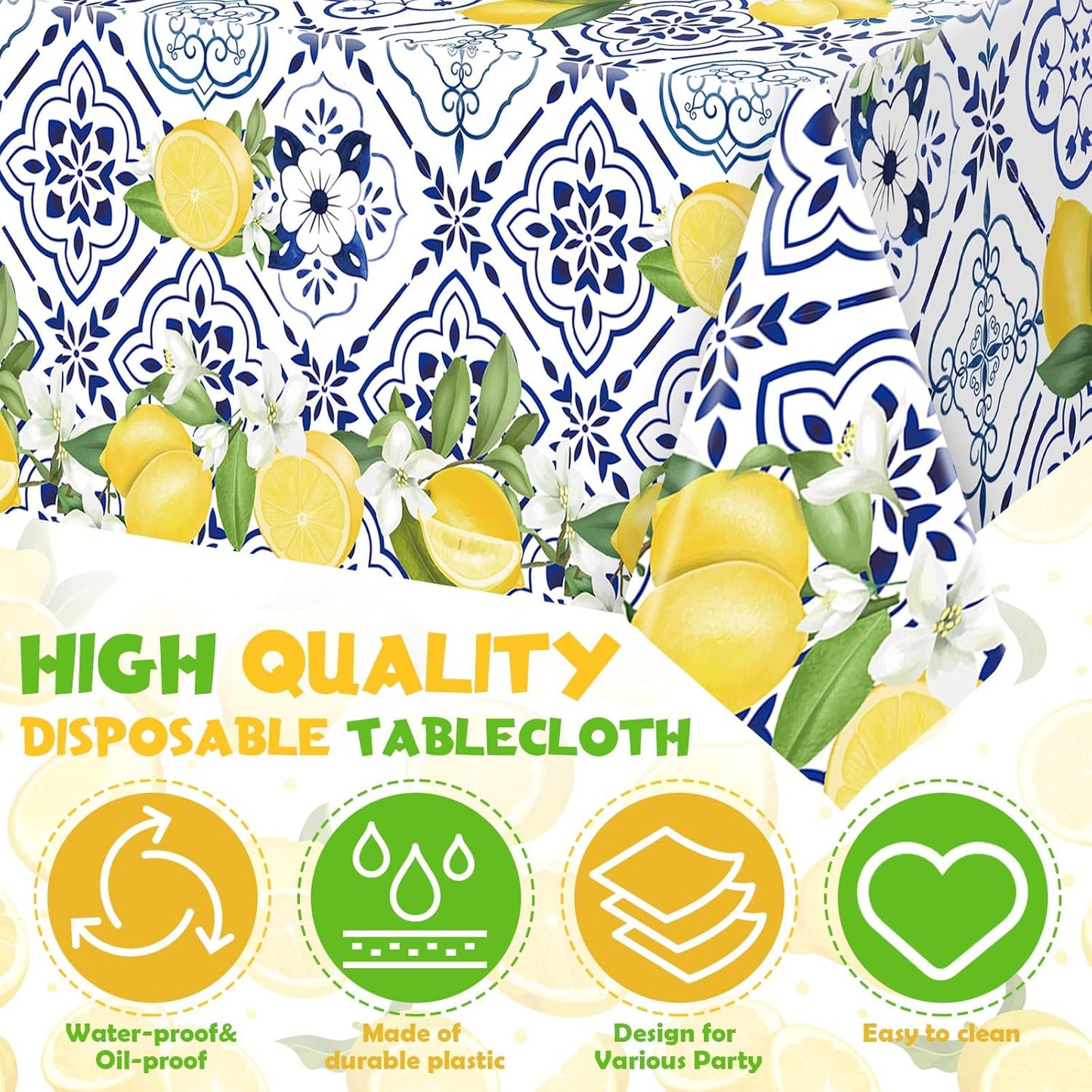 194 Pcs Capri Lemon Birthday Party Decoration for 24, Amalfi Coast Lemon Paper Plates Napkins Cups Tablecloth Cutlery Banner Tableware Set for Italian Summer Mediterranean Party Supplies