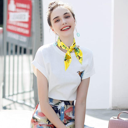 Cute Bandana for Women Fruits Printed Square Hair Scarf Headband Summer Accessories Lovely Neckerchief
