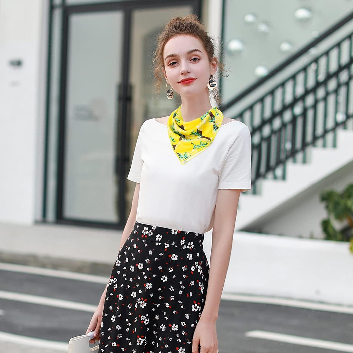 Cute Bandana for Women Fruits Printed Square Hair Scarf Headband Summer Accessories Lovely Neckerchief