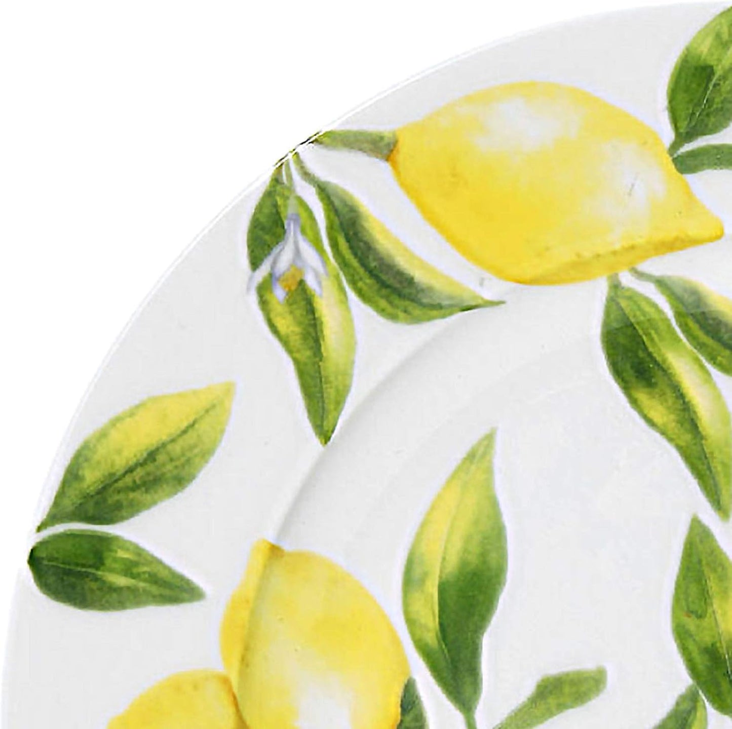 Lemons 16-Piece Bone China Dinnerware Set, Service for 4, Includes Dinner Plates, Salad Plates, Cereal Bowls and Mugs, Dishwasher and Microwave Safe