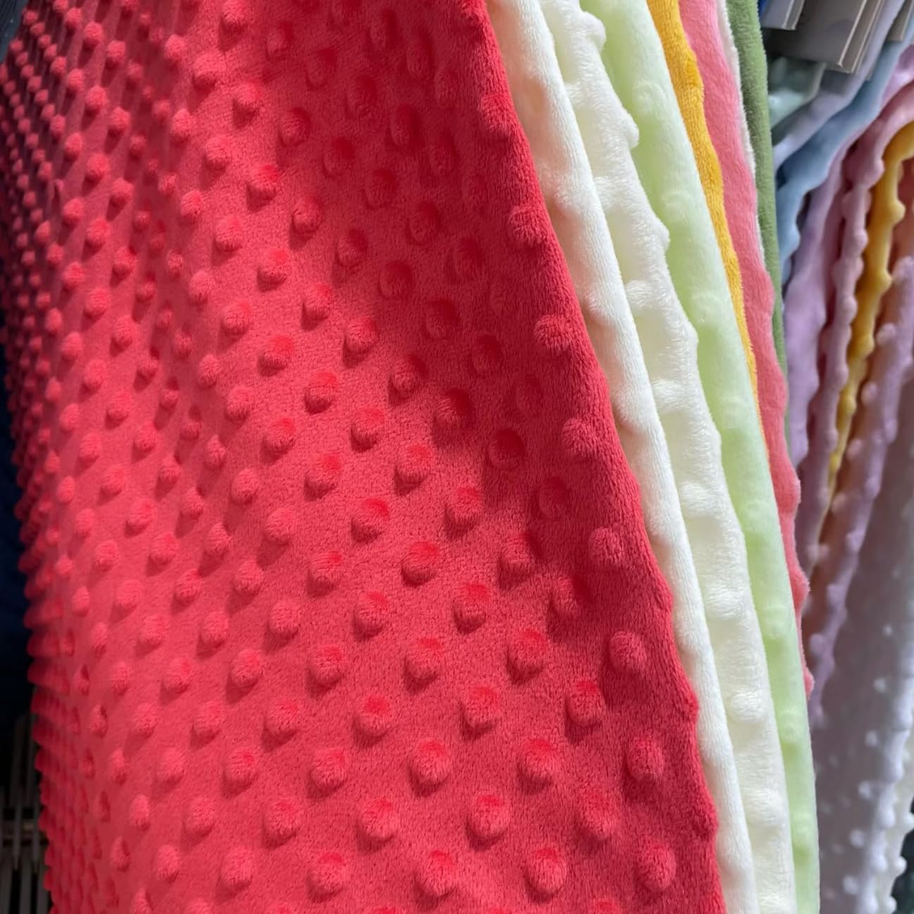 Minky Dot Fabric by The Yard DIY Making Supplies 1 Yard x 62 Inch Quilting Patchwork Cushions Plush Fleece Fabric Minky Fabric for Blanket, Pillow Covers, Clothing Making,Sewing(Yellow, 1 Yard)