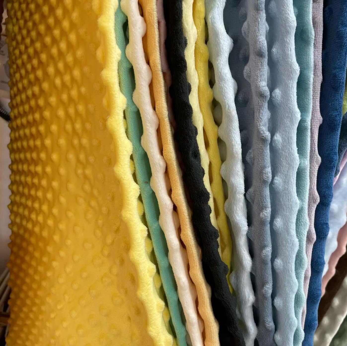 Minky Dot Fabric by The Yard DIY Making Supplies 1 Yard x 62 Inch Quilting Patchwork Cushions Plush Fleece Fabric Minky Fabric for Blanket, Pillow Covers, Clothing Making,Sewing(Yellow, 1 Yard)