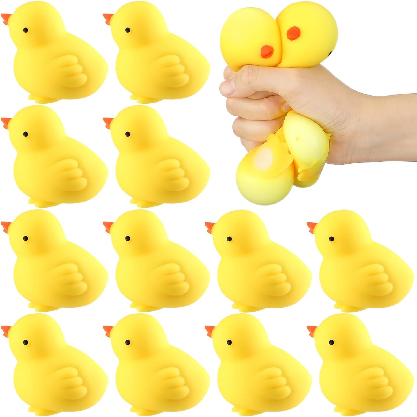 12 Pcs Chicken Stress Balls for Adults Mini Chick Party Favors | Cute Chicken Sensory Squeeze Balls Soft Fidgets for Christmas Stocking Stuffer Gifts, Stress Relief & Sensory Play