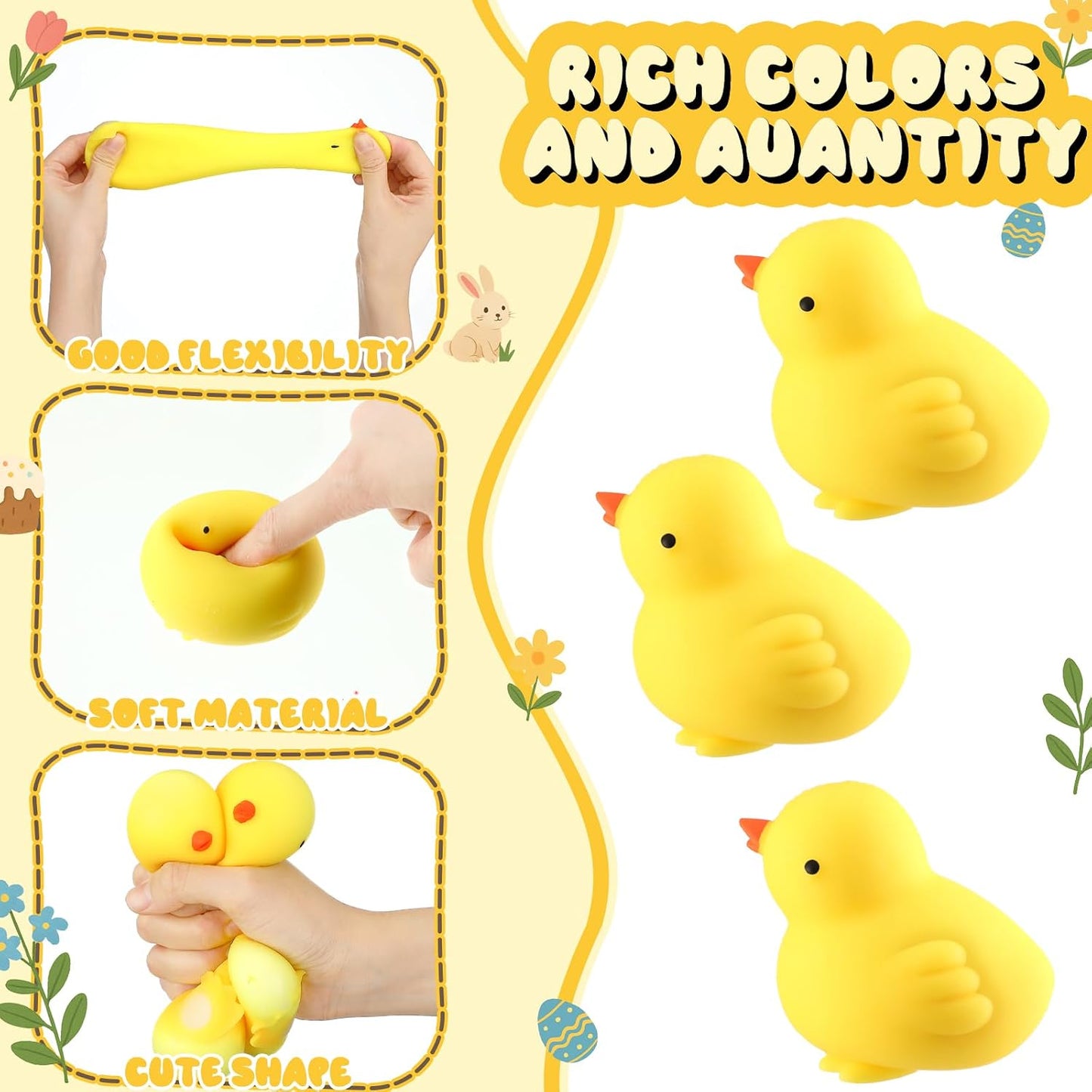 12 Pcs Chicken Stress Balls for Adults Mini Chick Party Favors | Cute Chicken Sensory Squeeze Balls Soft Fidgets for Christmas Stocking Stuffer Gifts, Stress Relief & Sensory Play