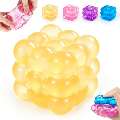 Ice Cube Squishy Fidget Toy Squishy Cube,Slow Rising Squeeze Cubes Fidget Toy, Sensory Stress Relief Toy for Focus and Relax Hand Muscles, Soft Handheld Squeeze Cube for Desk Fidget (Yellow)