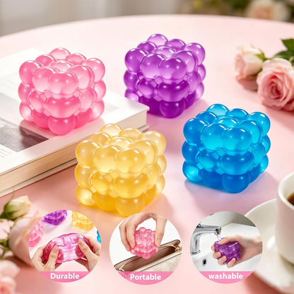 Ice Cube Squishy Fidget Toy Squishy Cube,Slow Rising Squeeze Cubes Fidget Toy, Sensory Stress Relief Toy for Focus and Relax Hand Muscles, Soft Handheld Squeeze Cube for Desk Fidget (Yellow)