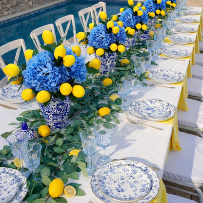 6pcs Amalfi Coast Party Decorations Capri Theme Table Centerpieces Mediterranean Decor 28.3" Artificial Blue Hydrangea and Lemon Branches Set for Wedding Capri Italian Themed Party Decor