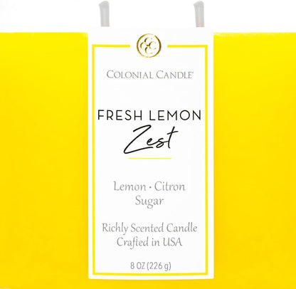 Fresh Lemon Zest Scented Candle Jar, Highly Fragranced Candles for Home Scented, Mottled Wax Candle, 2 Wick, 8 oz - Made in the USA