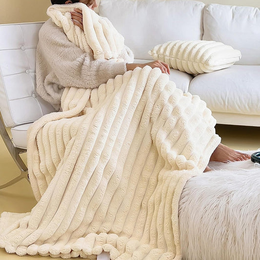 Rabbit Plush Throw Blanket for Couch, Cozy Soft Throw for Couch Bed or Chair, Fluffy Warm Plush Thick Bubble Blankets for Bed Sofa Living Room(Yellow,100x150cm(39x59inch))