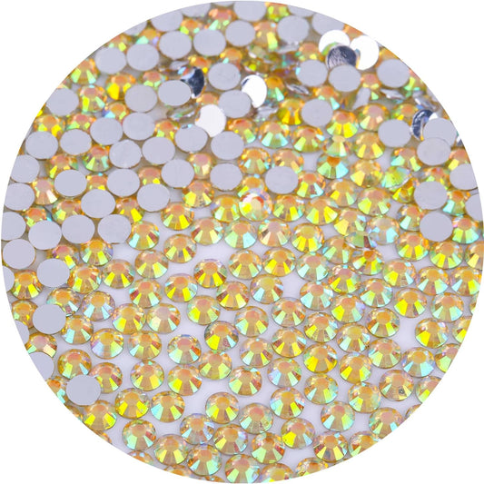 2250 Pcs SS16 4mm Flatback Rhinestones for Nails Art Crafts Glitter Round Gems AB Crystals DIY Clothes Shoes （Crystal Yellow AB）