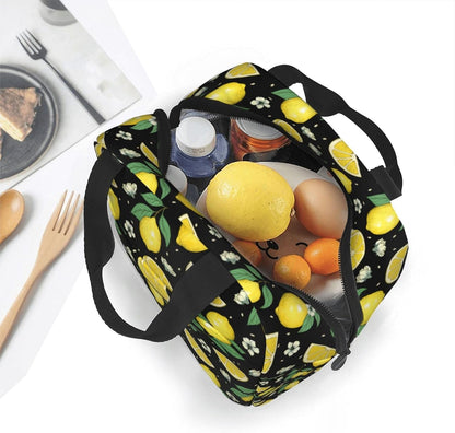 Lemons Portable Lunch Bags Insulated Lunch Box Reusable Cooler Tote Bag with Front Pocket for Women Men Adults Work Picnic Travel