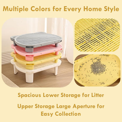 SpaceTime Cat Litter Mat Litter Trapping Mat,20.08"x15.94"x3.54"Large Dual-Layer Cat Litter Box Mat for Kitty,Floor Protection,Waterproof Urineproof(Yellow)