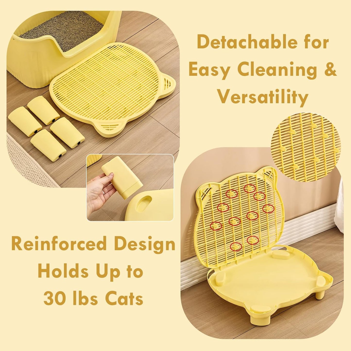 SpaceTime Cat Litter Mat Litter Trapping Mat,20.08"x15.94"x3.54"Large Dual-Layer Cat Litter Box Mat for Kitty,Floor Protection,Waterproof Urineproof(Yellow)