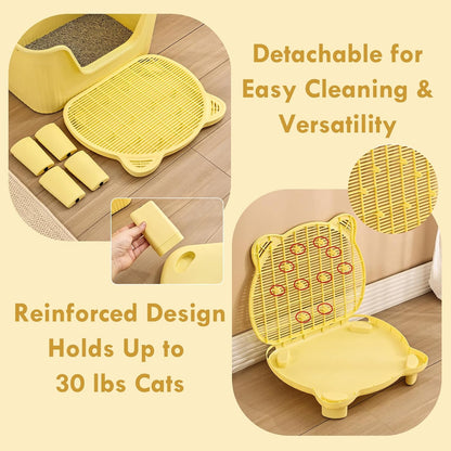 SpaceTime Cat Litter Mat Litter Trapping Mat,20.08"x15.94"x3.54"Large Dual-Layer Cat Litter Box Mat for Kitty,Floor Protection,Waterproof Urineproof(Yellow)