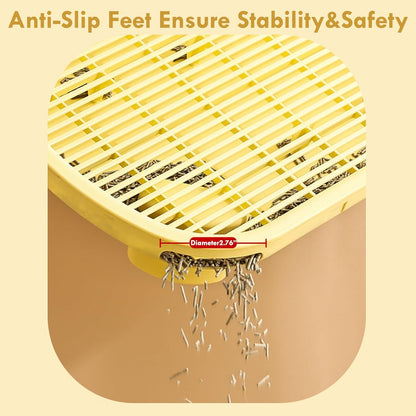 SpaceTime Cat Litter Mat Litter Trapping Mat,20.08"x15.94"x3.54"Large Dual-Layer Cat Litter Box Mat for Kitty,Floor Protection,Waterproof Urineproof(Yellow)