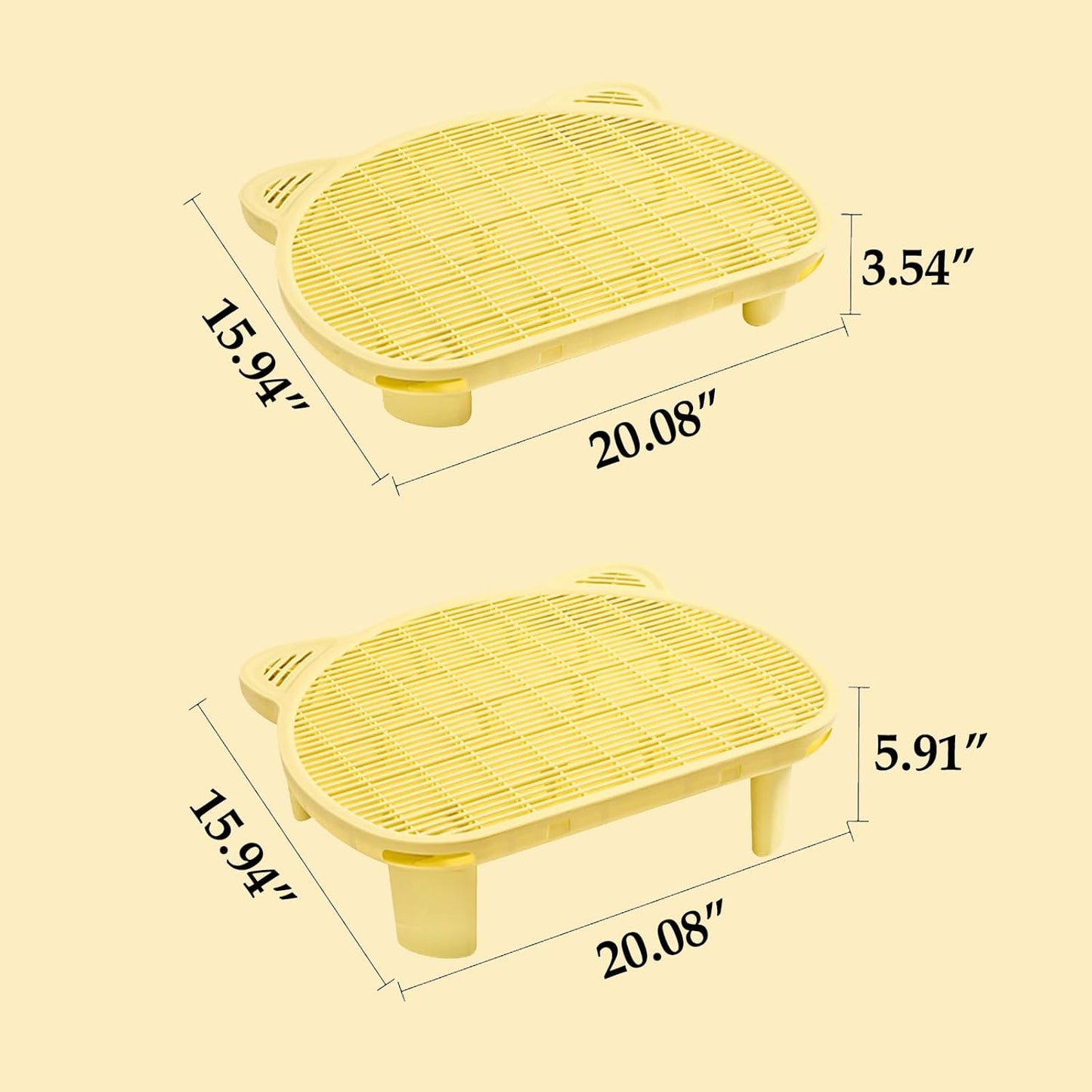 SpaceTime Cat Litter Mat Litter Trapping Mat,20.08"x15.94"x3.54"Large Dual-Layer Cat Litter Box Mat for Kitty,Floor Protection,Waterproof Urineproof(Yellow)
