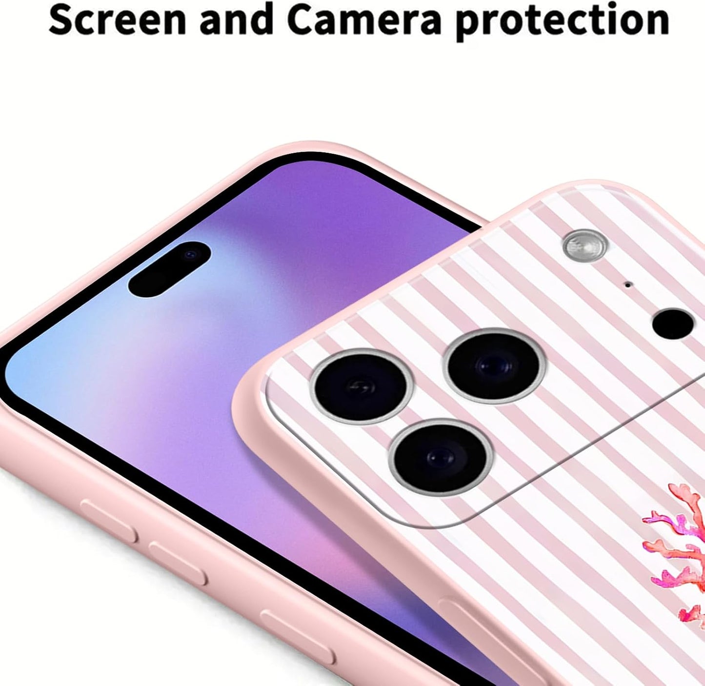 for iPhone 17 Pro Max 6.9'' 2 Pack Cute Aesthetic Summer Stripes Collage Phone Case, Trendy Coral Shellfish Lemon Floral Design Phone Cover Soft TPU Shockproof Protective Case for Women Girls