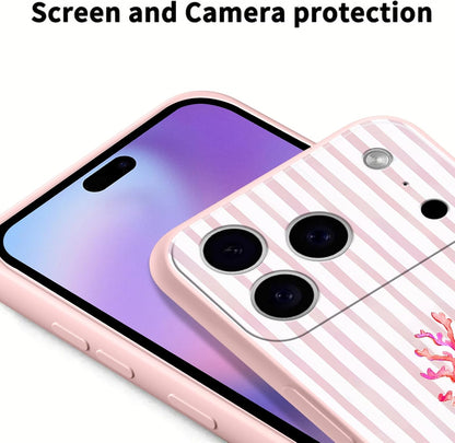 for iPhone 17 Pro Max 6.9'' 2 Pack Cute Aesthetic Summer Stripes Collage Phone Case, Trendy Coral Shellfish Lemon Floral Design Phone Cover Soft TPU Shockproof Protective Case for Women Girls