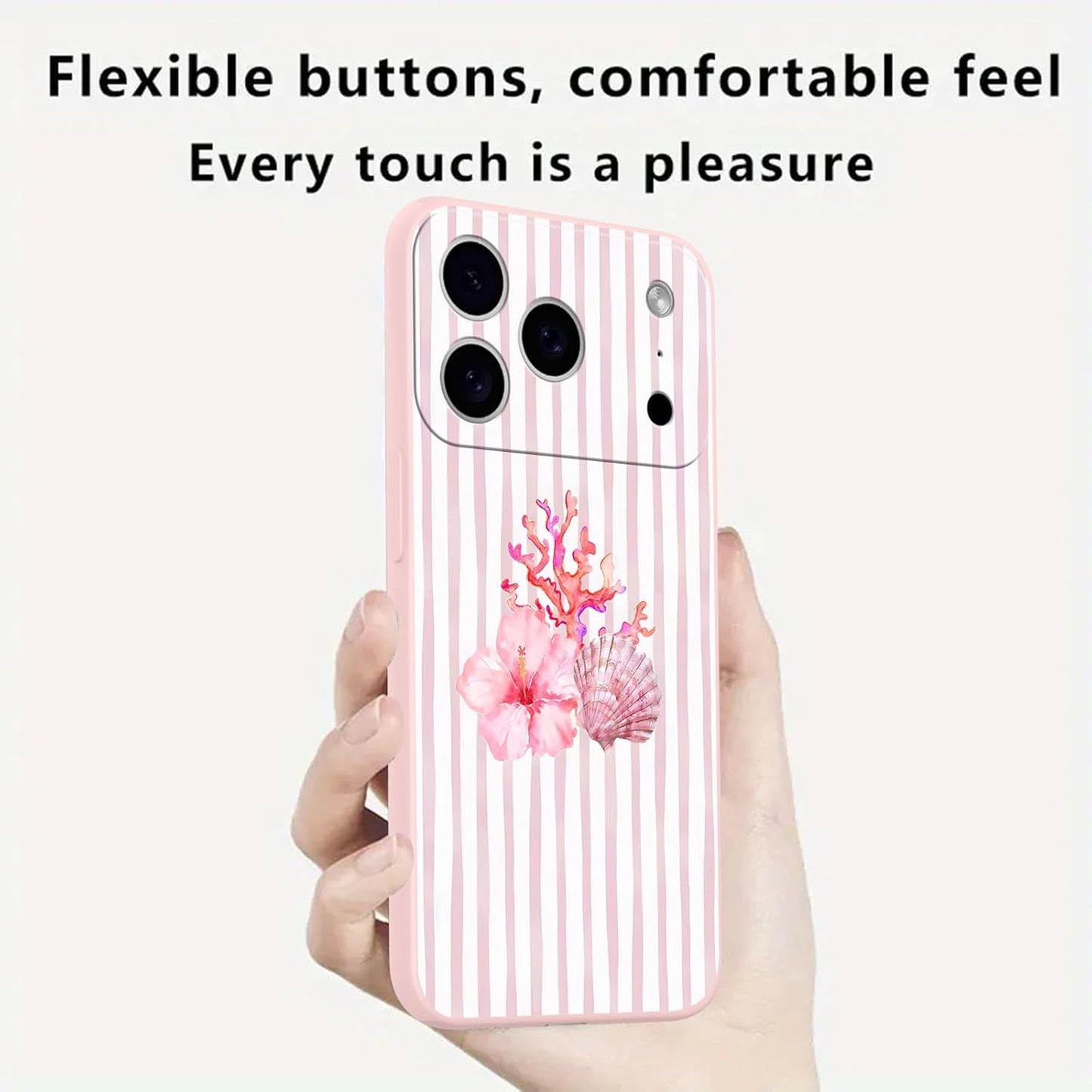 for iPhone 17 Pro Max 6.9'' 2 Pack Cute Aesthetic Summer Stripes Collage Phone Case, Trendy Coral Shellfish Lemon Floral Design Phone Cover Soft TPU Shockproof Protective Case for Women Girls