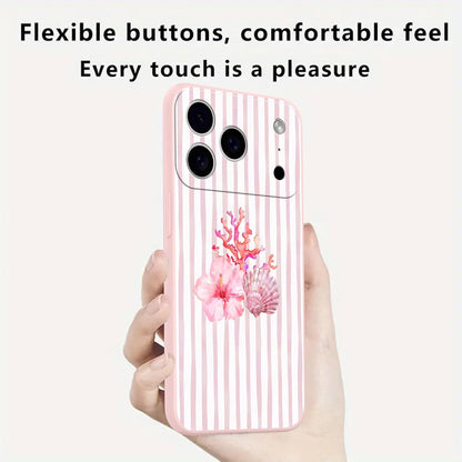 for iPhone 17 Pro Max 6.9'' 2 Pack Cute Aesthetic Summer Stripes Collage Phone Case, Trendy Coral Shellfish Lemon Floral Design Phone Cover Soft TPU Shockproof Protective Case for Women Girls