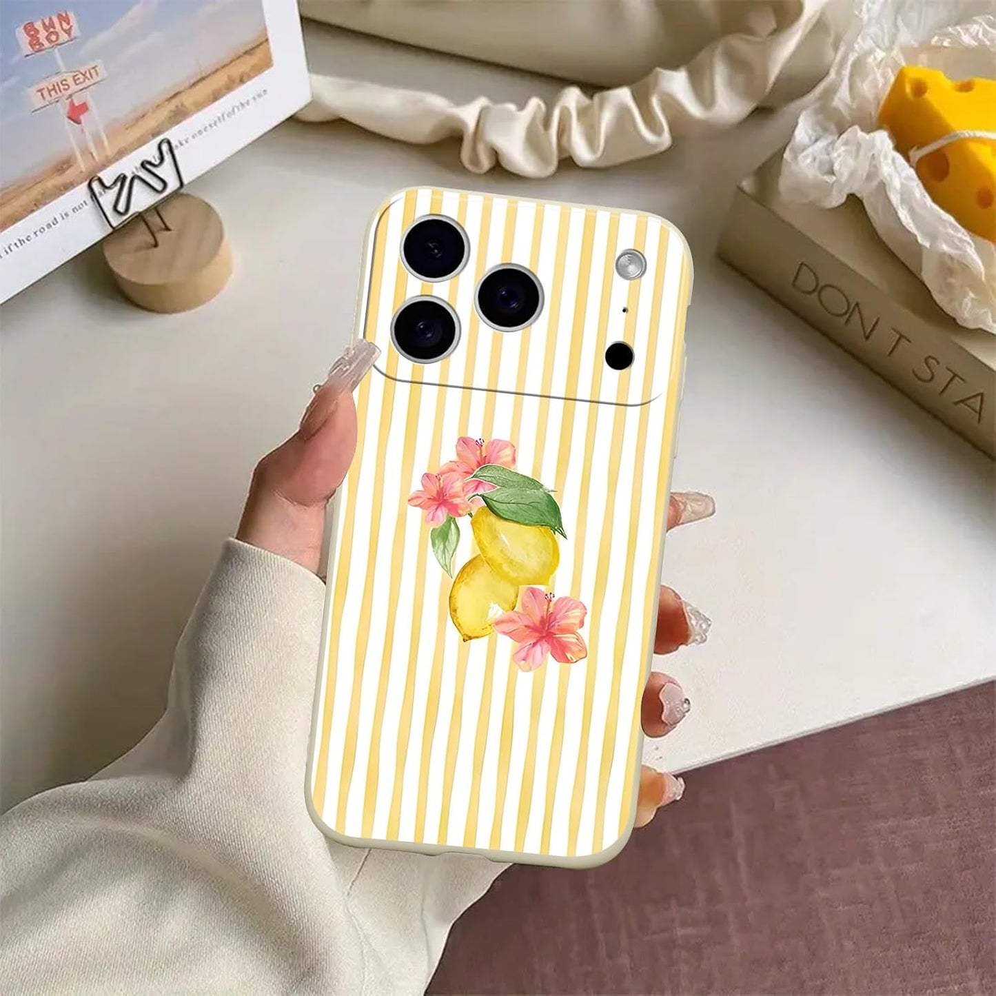 for iPhone 17 Pro Max 6.9'' 2 Pack Cute Aesthetic Summer Stripes Collage Phone Case, Trendy Coral Shellfish Lemon Floral Design Phone Cover Soft TPU Shockproof Protective Case for Women Girls