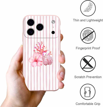 for iPhone 17 Pro Max 6.9'' 2 Pack Cute Aesthetic Summer Stripes Collage Phone Case, Trendy Coral Shellfish Lemon Floral Design Phone Cover Soft TPU Shockproof Protective Case for Women Girls