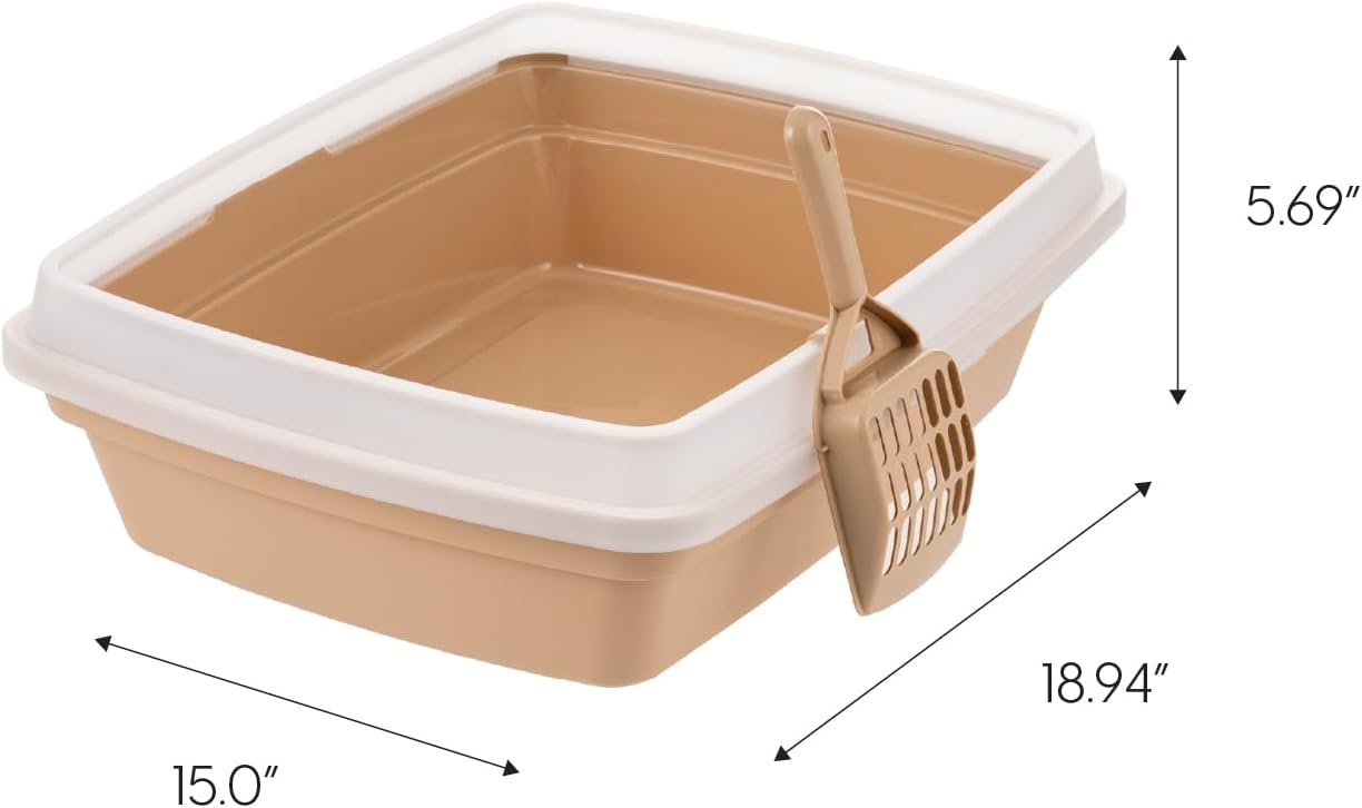 Large Cat Litter Box, Beige | Kittens, Quick Access Design, Open Air Ventilation, Unobstructed Entry, Maximum Airflow, Fastest Cleaning