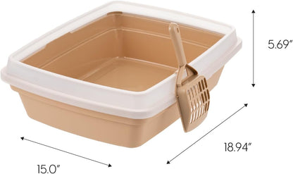 Large Cat Litter Box, Beige | Kittens, Quick Access Design, Open Air Ventilation, Unobstructed Entry, Maximum Airflow, Fastest Cleaning