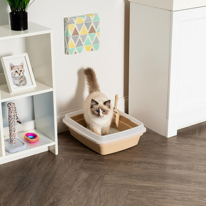 Large Cat Litter Box, Beige | Kittens, Quick Access Design, Open Air Ventilation, Unobstructed Entry, Maximum Airflow, Fastest Cleaning
