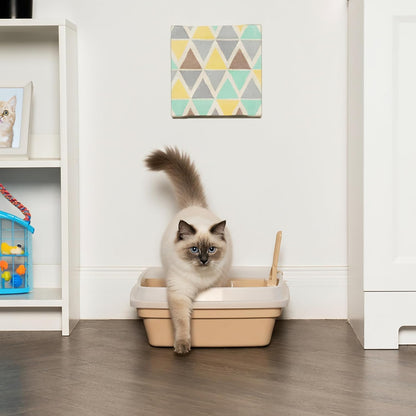 Large Cat Litter Box, Beige | Kittens, Quick Access Design, Open Air Ventilation, Unobstructed Entry, Maximum Airflow, Fastest Cleaning