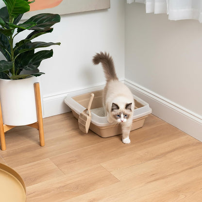 Large Cat Litter Box, Beige | Kittens, Quick Access Design, Open Air Ventilation, Unobstructed Entry, Maximum Airflow, Fastest Cleaning