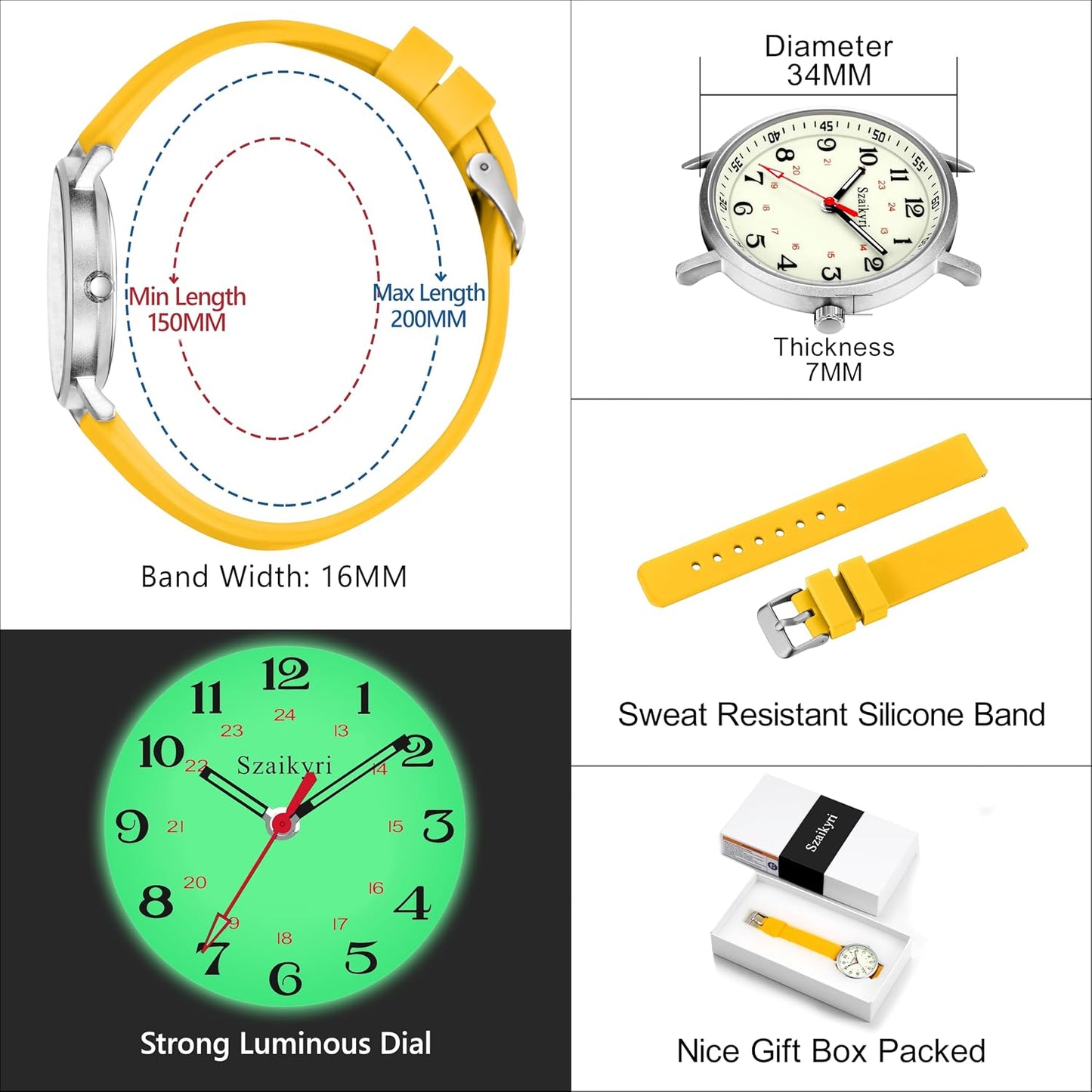 Nurse Watches for Women Easy Read Luminous Dial | Ultra Thin Design | Water and Sweat Resistant | Durable Silicone Band | Japanese Precise Movement | 24 Hour Military Time