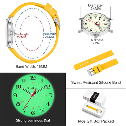 Nurse Watches for Women Easy Read Luminous Dial | Ultra Thin Design | Water and Sweat Resistant | Durable Silicone Band | Japanese Precise Movement | 24 Hour Military Time