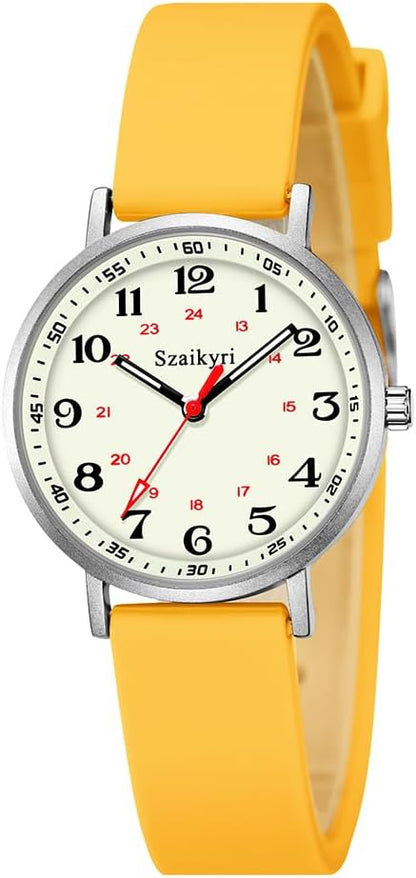 Nurse Watches for Women Easy Read Luminous Dial | Ultra Thin Design | Water and Sweat Resistant | Durable Silicone Band | Japanese Precise Movement | 24 Hour Military Time
