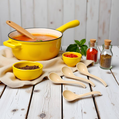 6.5 Inch Ceramic Asian Soup Spoons,Easy to Hold,Ramen Spoons Set of 4,Ceramic Chinese Spoon Set for Soup, Cereal, Pho, Noodles, Dumpling, Miso, Wonton, Dishwasher Safe (lemon-yellow)