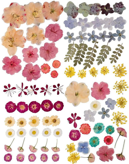 86pcs Pressed Flowers for Resin, Dried Flowers and Dry Leaves for Scrapbooking DIY Art Crafts, Epoxy Resin Jewelry Molds, Candle, Soap Making, Nails Décor