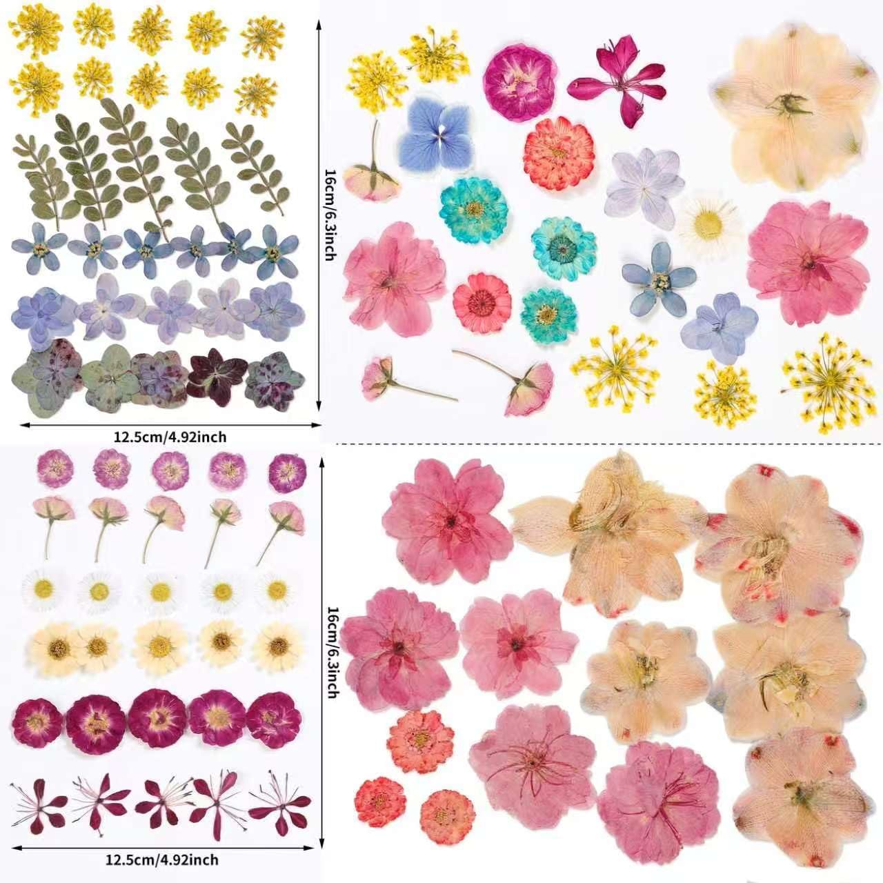 86pcs Pressed Flowers for Resin, Dried Flowers and Dry Leaves for Scrapbooking DIY Art Crafts, Epoxy Resin Jewelry Molds, Candle, Soap Making, Nails Décor