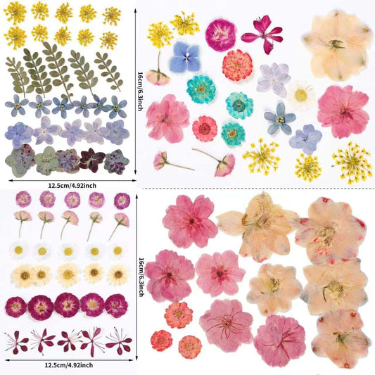 86pcs Pressed Flowers for Resin, Dried Flowers and Dry Leaves for Scrapbooking DIY Art Crafts, Epoxy Resin Jewelry Molds, Candle, Soap Making, Nails Décor