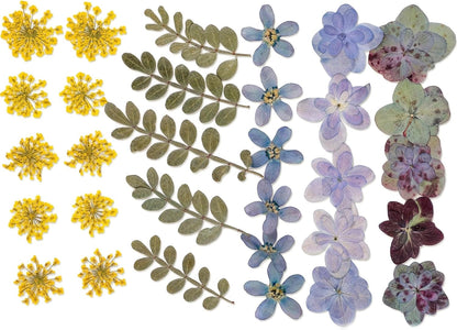 86pcs Pressed Flowers for Resin, Dried Flowers and Dry Leaves for Scrapbooking DIY Art Crafts, Epoxy Resin Jewelry Molds, Candle, Soap Making, Nails Décor