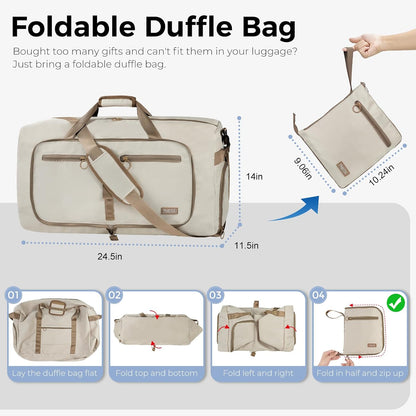 65L Duffle Bag Foldable Travel Duffel Bags for Men Women Travel Bag | Shoes Compartment, 65L Large Capacity, Foldable, Packable, Water Repellent, Tear Resistant, for Traveling Gym Overnight Camp