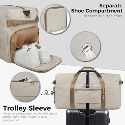 65L Duffle Bag Foldable Travel Duffel Bags for Men Women Travel Bag | Shoes Compartment, 65L Large Capacity, Foldable, Packable, Water Repellent, Tear Resistant, for Traveling Gym Overnight Camp