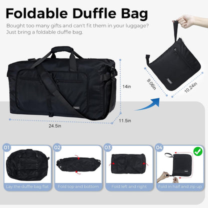 65L Duffle Bag Foldable Travel Duffel Bags for Men Women Travel Bag | Shoes Compartment, 65L Large Capacity, Foldable, Packable, Water Repellent, Tear Resistant, for Traveling Gym Overnight Camp
