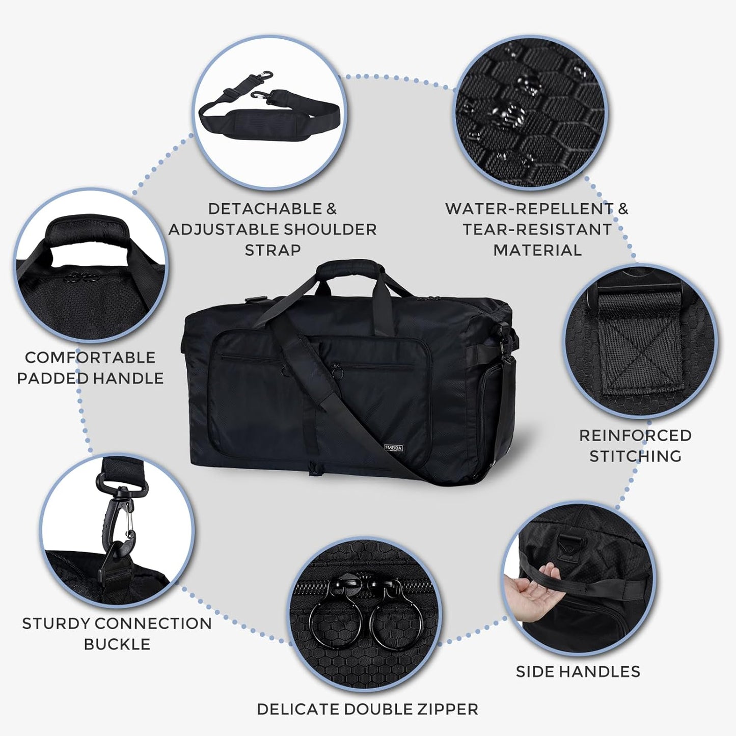 65L Duffle Bag Foldable Travel Duffel Bags for Men Women Travel Bag | Shoes Compartment, 65L Large Capacity, Foldable, Packable, Water Repellent, Tear Resistant, for Traveling Gym Overnight Camp