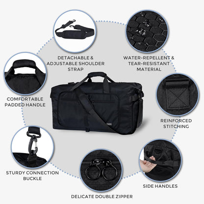 65L Duffle Bag Foldable Travel Duffel Bags for Men Women Travel Bag | Shoes Compartment, 65L Large Capacity, Foldable, Packable, Water Repellent, Tear Resistant, for Traveling Gym Overnight Camp