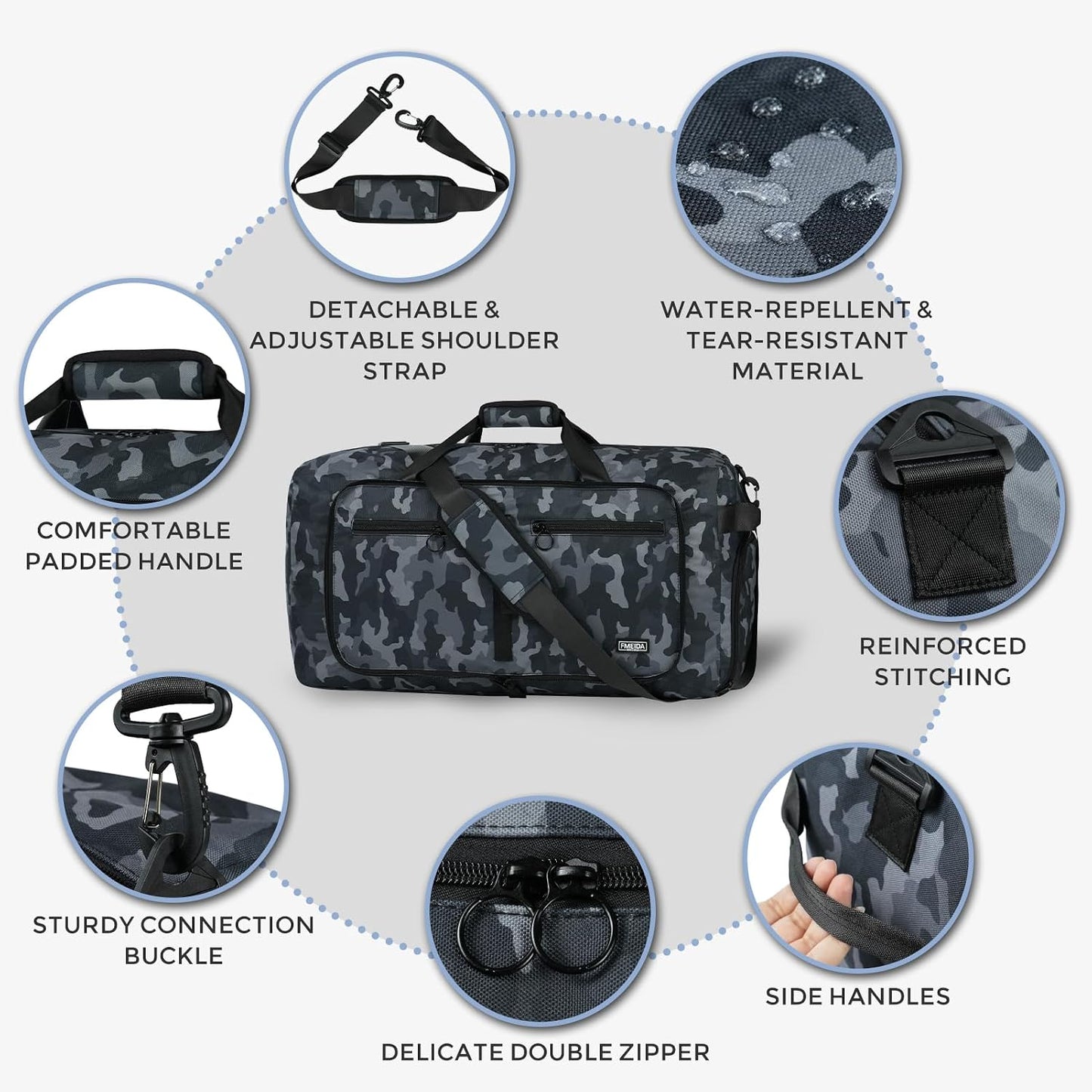 65L Duffle Bag Foldable Travel Duffel Bags for Men Women Travel Bag | Shoes Compartment, 65L Large Capacity, Foldable, Packable, Water Repellent, Tear Resistant, for Traveling Gym Overnight Camp