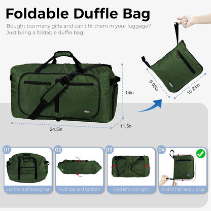 65L Duffle Bag Foldable Travel Duffel Bags for Men Women Travel Bag | Shoes Compartment, 65L Large Capacity, Foldable, Packable, Water Repellent, Tear Resistant, for Traveling Gym Overnight Camp